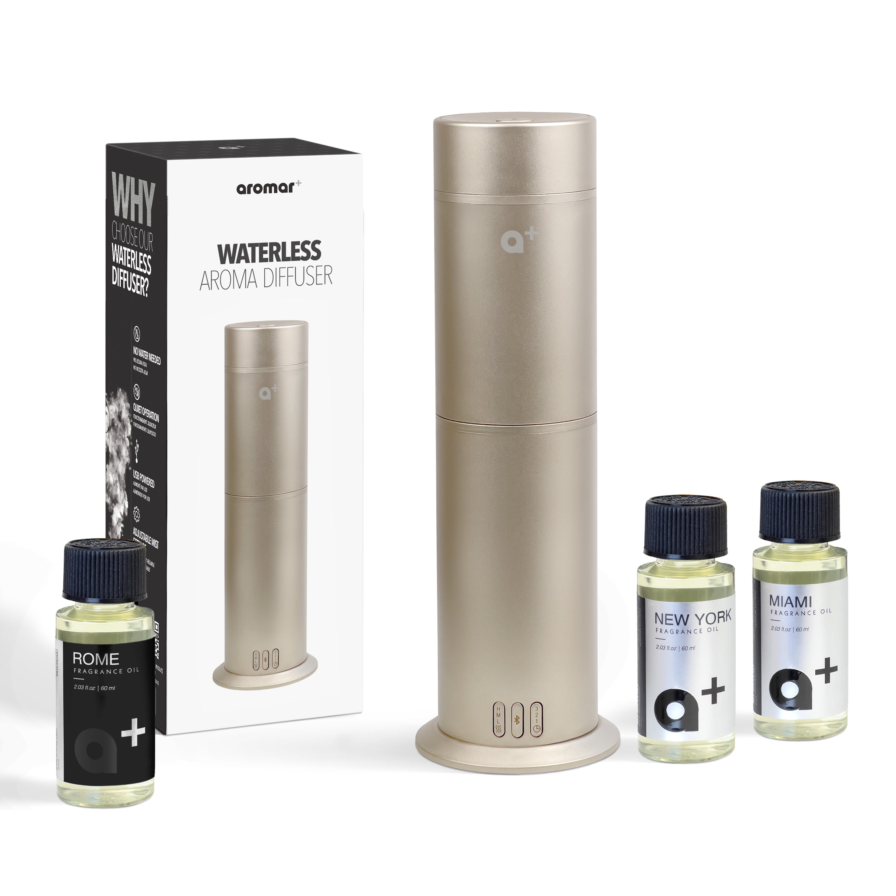 Waterless Diffuser (Golden) + 3 Hotel & Perfume-Inspired Fragrances ...